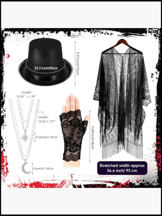 Concert Outfit Hat Set with Shawl Gloves Necklace Cosplay Accessories main image 4